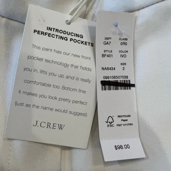 J crew Kate pant size 2 NWT Very small, faint ink mark on front leg see pic - Picture 8 of 9